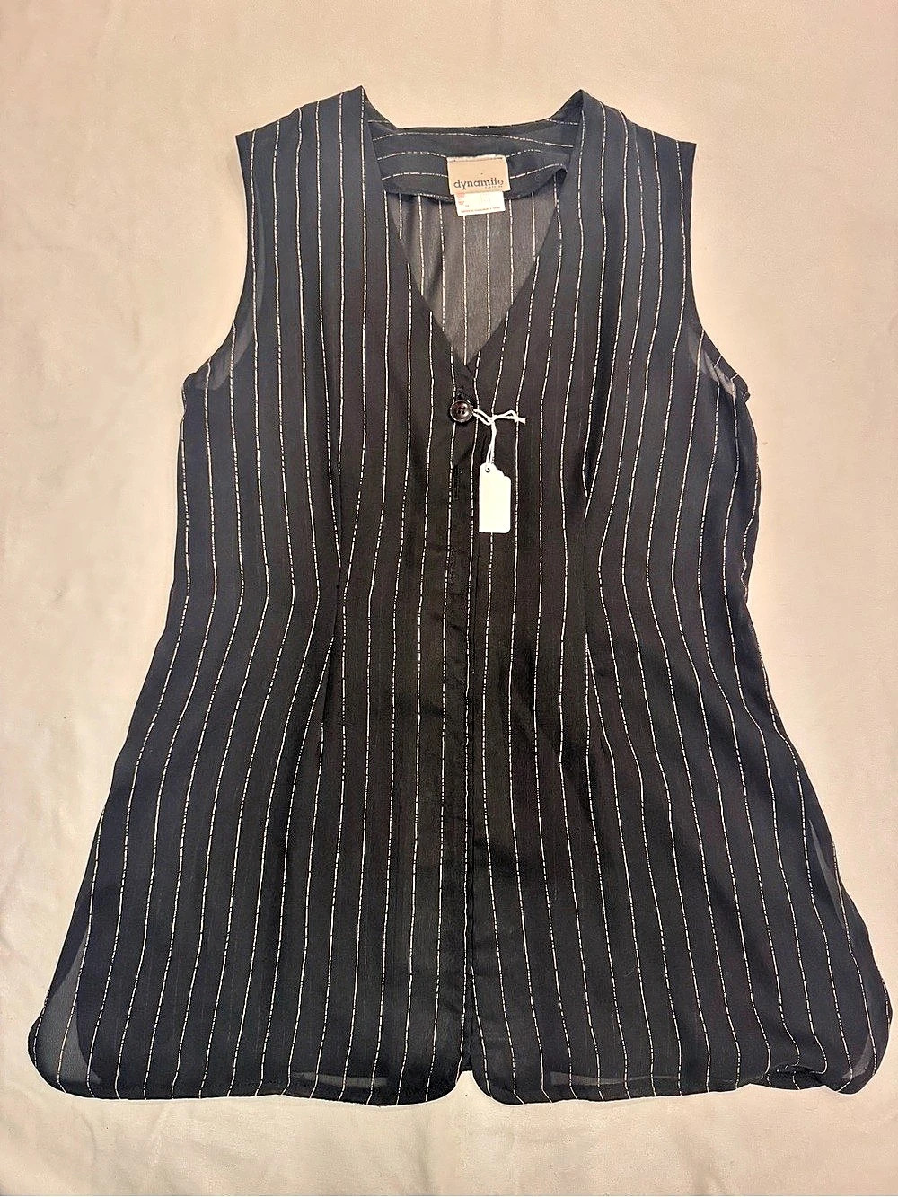 Vintage Dynamite Striped Sheer 3-Button Top